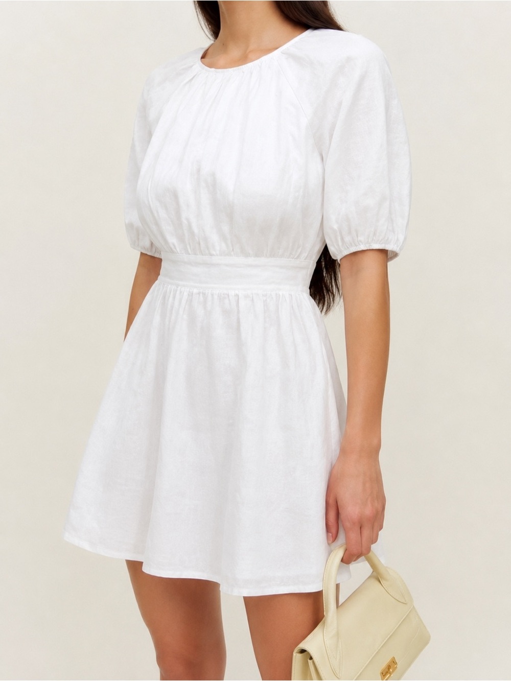 Reformation Irwin White Linen Dress - size 4 women dress